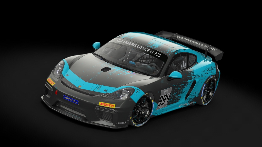 Porsche 718 Cayman GT4 Clubsport, skin rm_gt4_european_series_fictional_porsche_motorsport_teal_994